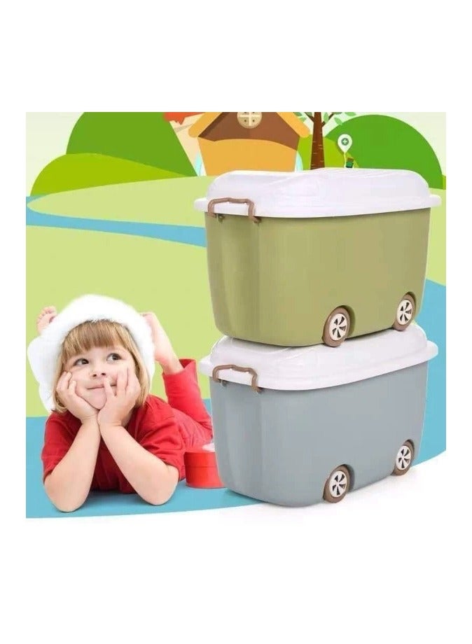 Toy Storage Box Car Shaped with Wheels, 25x40x25 cm - Multicolor - Image 4