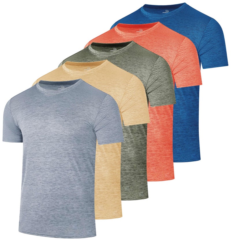 REALESSENTIALS Real Essentials 5 Pack: Menâ€™s Short Sleeve Dry Fit T-Shirts â€“ Moisture Wicking Athletic Workout Gym Fitness Casual Tees, Set 16, X-Large - Image 1
