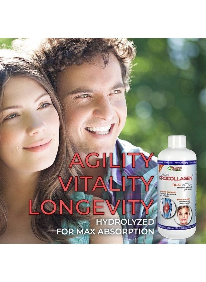 Natural Energy - Vital Procollagen - Liquid Hydrolyzed Collagen Protein with Hyaluronic Acid and Glucosamine Chondroitin Sulfate Anti-Aging Factor for Men and Women 16oz |New Snickerdoodle Flavor| - Image 1