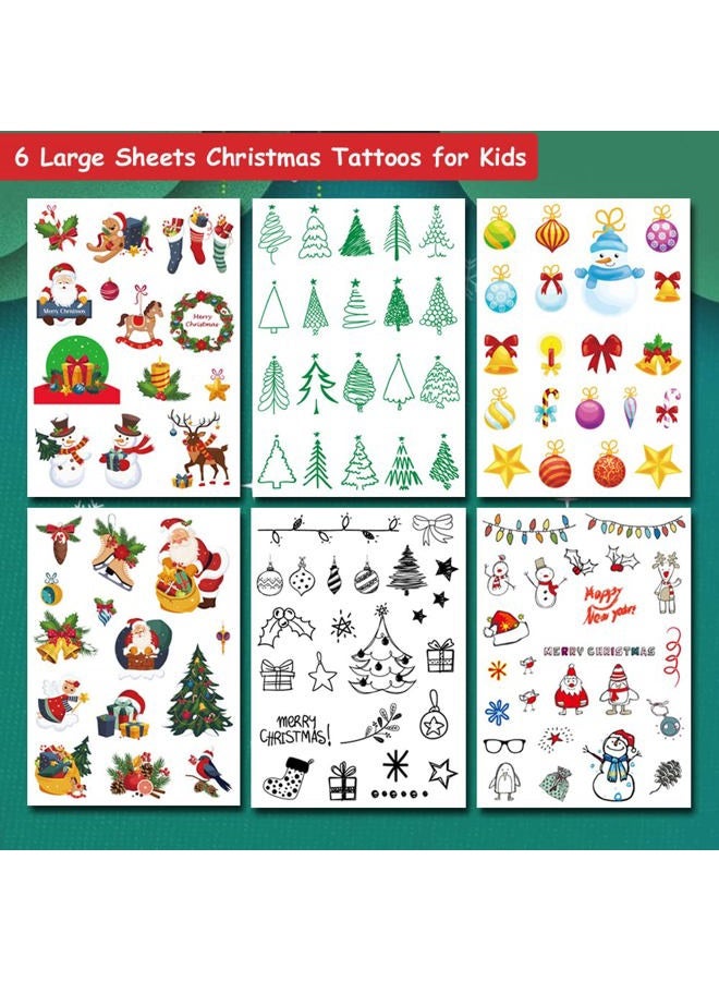 Hohamn Christmas Temporary Tattoos for Kids - 6 large Sheets Christmas Holiday Fake Tattoos for Girls Boys Xmas Party Gifts Crafts Decoration - Image 2