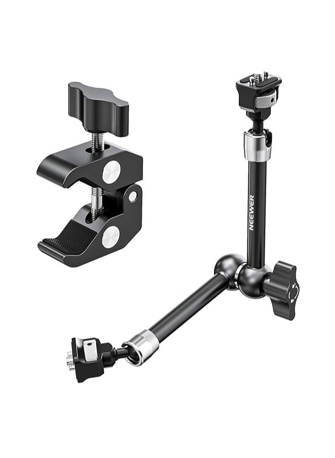 NEEWER 11" Articulating Magic Arm Clamp Mount with Super Clamp, Camera Monitor Mount with 1/4" 3/8" ARRI Locating Pins & Holes for DSLR Action Camera Video Light Compatible with SmallRig Cage, ST16C - Image 1