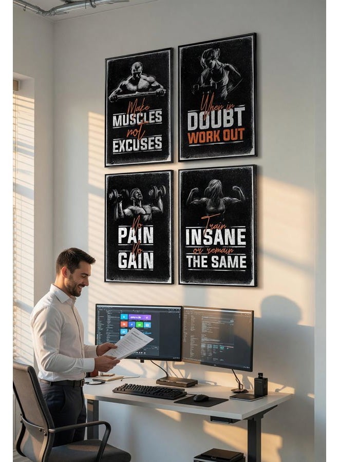 Throwback Traits Gym Wall Art - Motivational & Inspirational Posters for Home Gym & Workout Room Decor - 4 Set of 11x17" Fitness Posters - Image 3