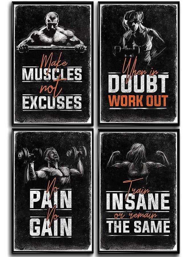 Throwback Traits Gym Wall Art - Motivational & Inspirational Posters for Home Gym & Workout Room Decor - 4 Set of 11x17" Fitness Posters - Image 1