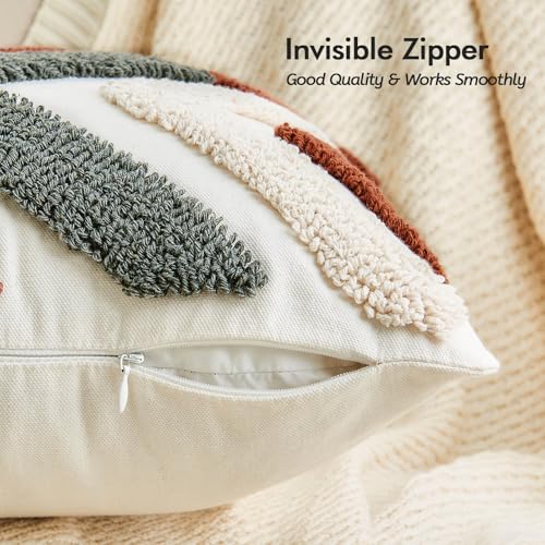 lifein 18x18 Pillow Covers-Throw Pillow Cover,Tufted Boho Jacquard Pillow Covers,Farmhouse Decorative Pillow Cover,Pillow Cases for Couch,Sofa,Bed,Chair,Living Room,Home Decor(18x18inch) - Image 5