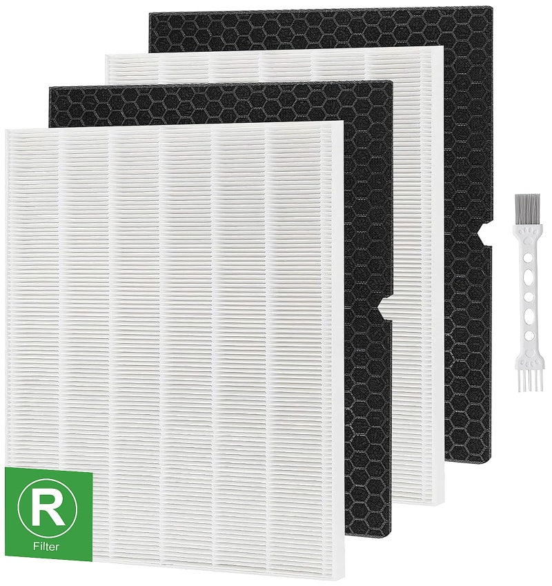 Laukowind فلتر لاوكويند 116130 البديل H لجهاز تنقية الهواء وينكس 55002 AM80 فلتر كربون نشط حقيقي 2 عبوة قابلة للغسل فلتر تحكم متقدم و 2 عبوة فلتر كربون يقلل الروائح بتقنية بلازما ويف