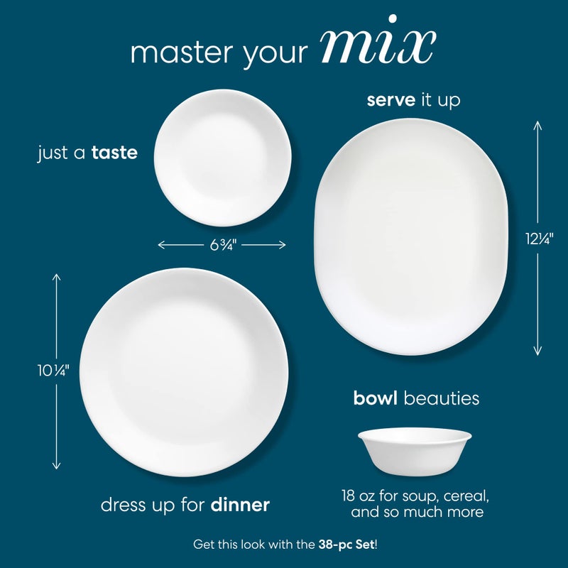 Corelle Vitrelle 6.75" Salad Appetizer Plate Set, Triple Layer Glass and Chip Resistant, Lightweight Round Plates, 1-Piece Winter Frost White - Image 3