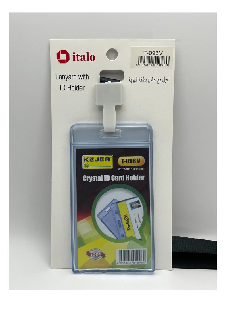 ITALO Lanyard Badge ID Card Holders Waterproof Clear Plastic Holder With Neck Lanyard Swivel J-Hook Clip  - Image 1