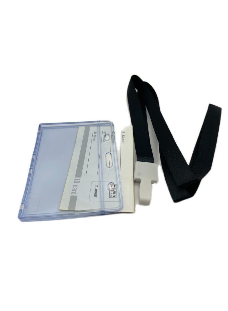 ITALO Lanyard Badge ID Card Holders Waterproof Clear Plastic Holder With Neck Lanyard Swivel J-Hook Clip  - Image 3
