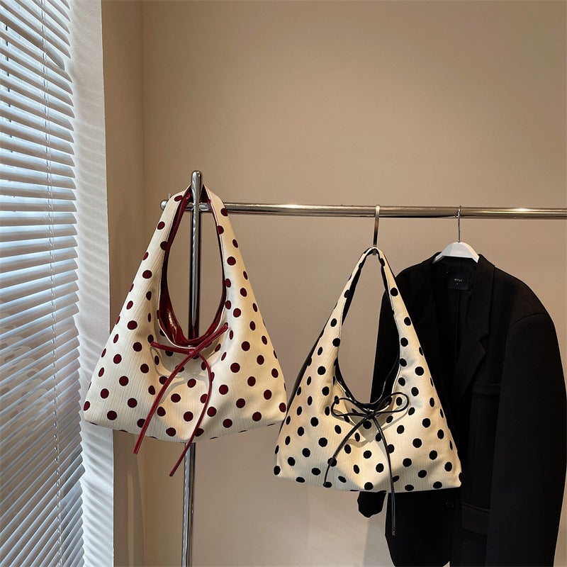 Casual Polka Dot Bow Armpit Bag For Women 2025 Fashion High-Looking Commuter Shoulder Handbag - Image 5