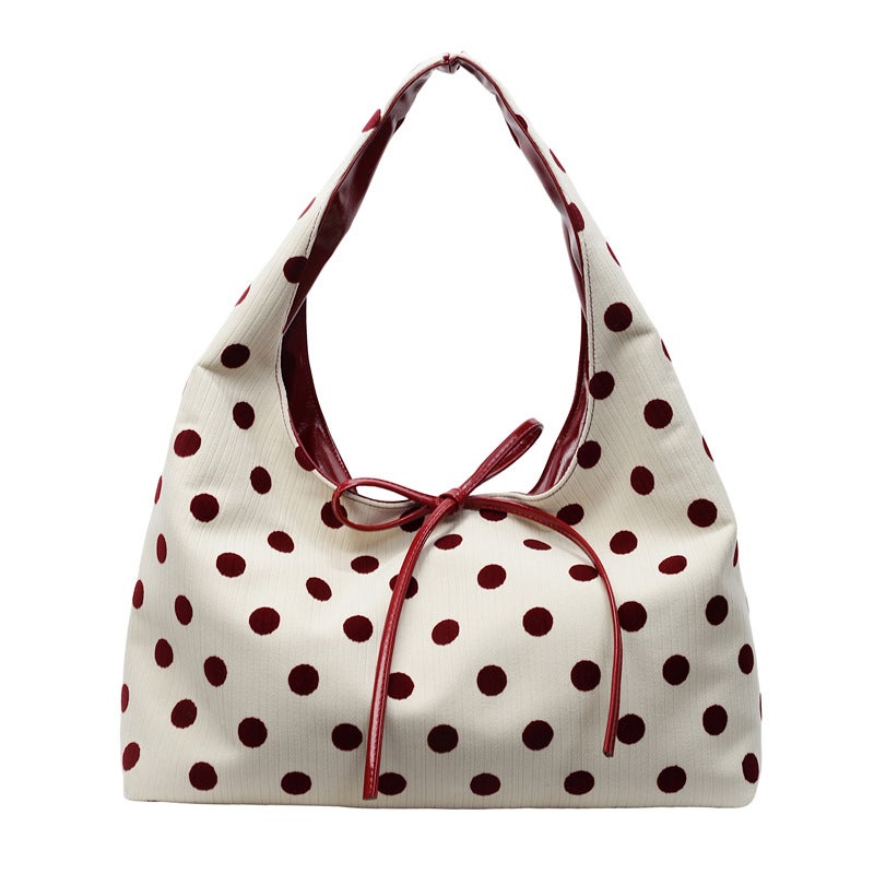 Casual Polka Dot Bow Armpit Bag For Women 2025 Fashion High-Looking Commuter Shoulder Handbag - Image 1