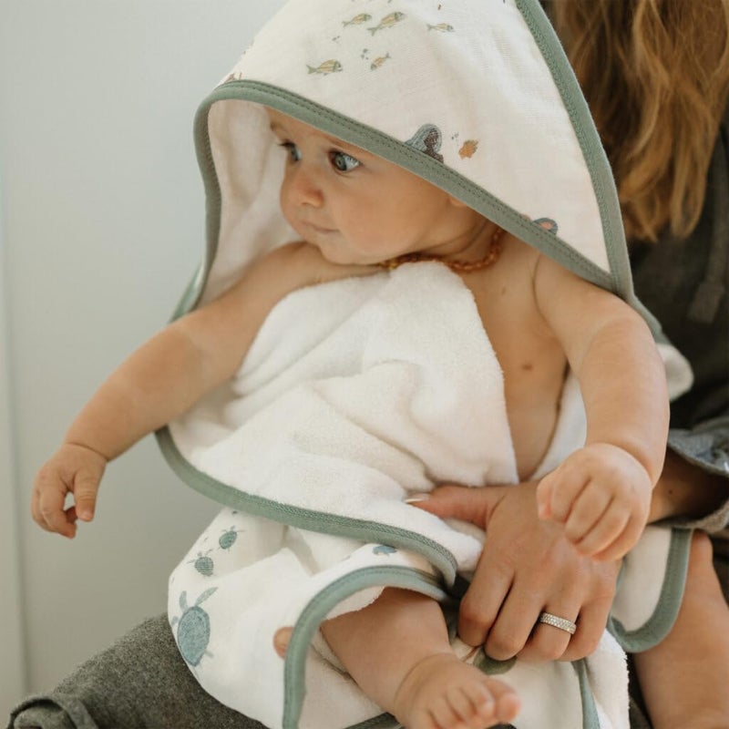Little Unicorn Cotton Muslin Hooded Infant Towel - Image 4