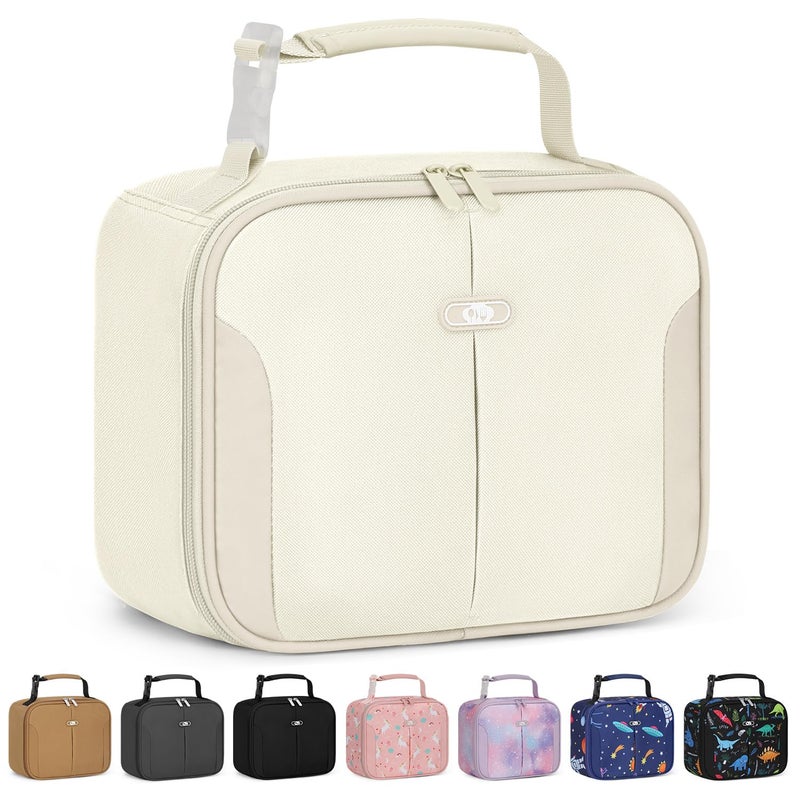Capolo Insulated Lunch Box for Kids, Cute Thermal Lunch Bag for School, Reusable Lunch Tote for Boys and Girls, Durable Cooler Bag with Easy Grab Handle, Lightweight and Easy to Clean Meal Bag,beige - Image 1