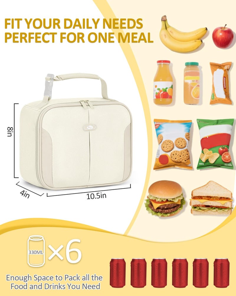 Capolo Insulated Lunch Box for Kids, Cute Thermal Lunch Bag for School, Reusable Lunch Tote for Boys and Girls, Durable Cooler Bag with Easy Grab Handle, Lightweight and Easy to Clean Meal Bag,beige - Image 2