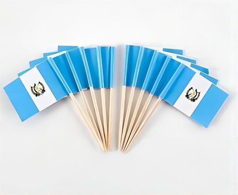 CYPS 100 Pcs Guatemala Flag Guatemalan Toothpick Flags, Small Mini Stick Cupcake Toppers Guatemalan Flags,Country Picks Party Decoration Celebration Cocktail Food Bar Cake Flags