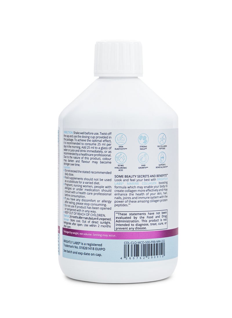 Liquid Marine Collagen, Hydrolyzed Collagen Peptides + Vitamin C, Hyaluronic Acid, 10G Collagen Per Serving, Perfectly Ripe Berries, Sugar Free, 500Ml, 16.9Oz