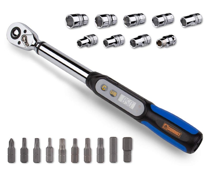 Summit Tools 3/8 inch Digital Torque Wrench, 2.2-62.7 ft-lbs Torque Range, Compact Size, Socket Set, Measure Peak Torque, Calibrated (DPS3-085CN-S) - Image 1