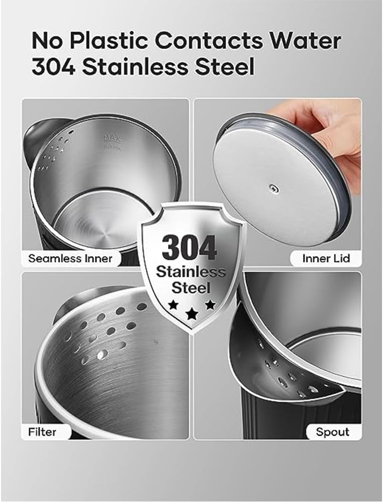 Tazweeq 0.8L Electric Kettle, 600w Low Power Mini Portable Tea Kettle, Double Wall Travel Hot Water Boiler, Auto Shut-off & Boil-Dry Protection - Image 3