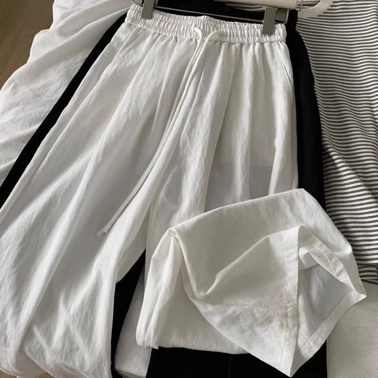 Trendy Popular White Linen Wide-Leg Pants For Women Summer Cool Casual Pants - Image 5