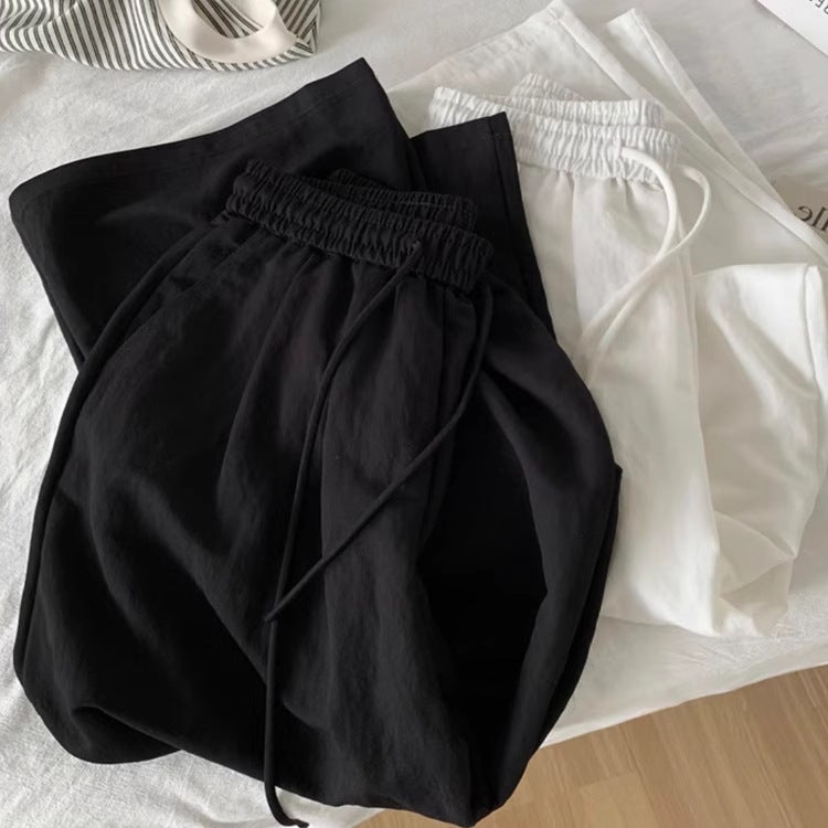 Trendy Popular White Linen Wide-Leg Pants For Women Summer Cool Casual Pants - Image 1
