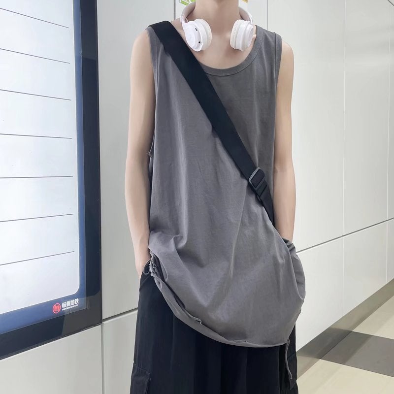 Sleeveless T-Shirt For Men, Ins Style Ripped Tank Top, Camisole, Korean Version Trendy Sports Inner Layer Base Shirt, Trendy Brand Personality - Image 2