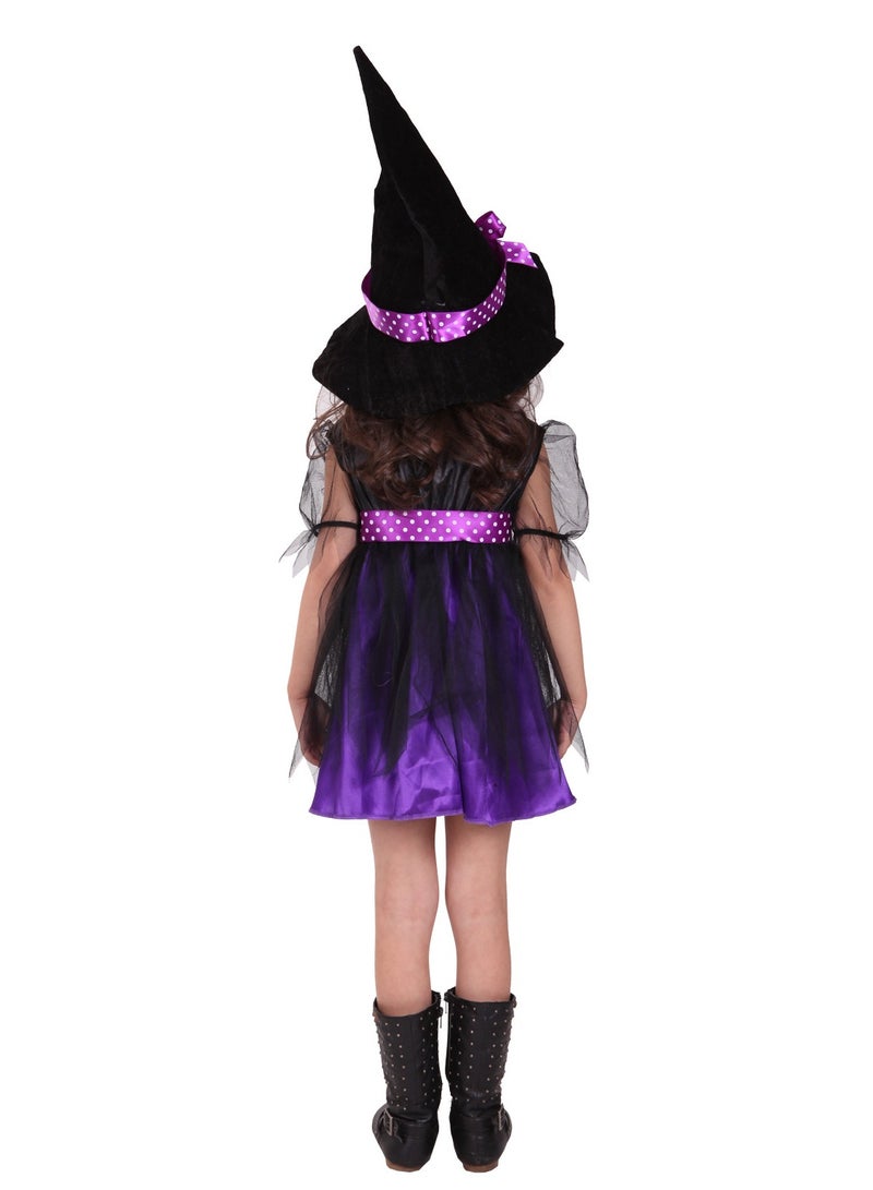 VUCATIN Witch Girls Kids Child Holiday Party Role Play Dance Party Gown Costume Queen Princess Dress+Hat - Image 2