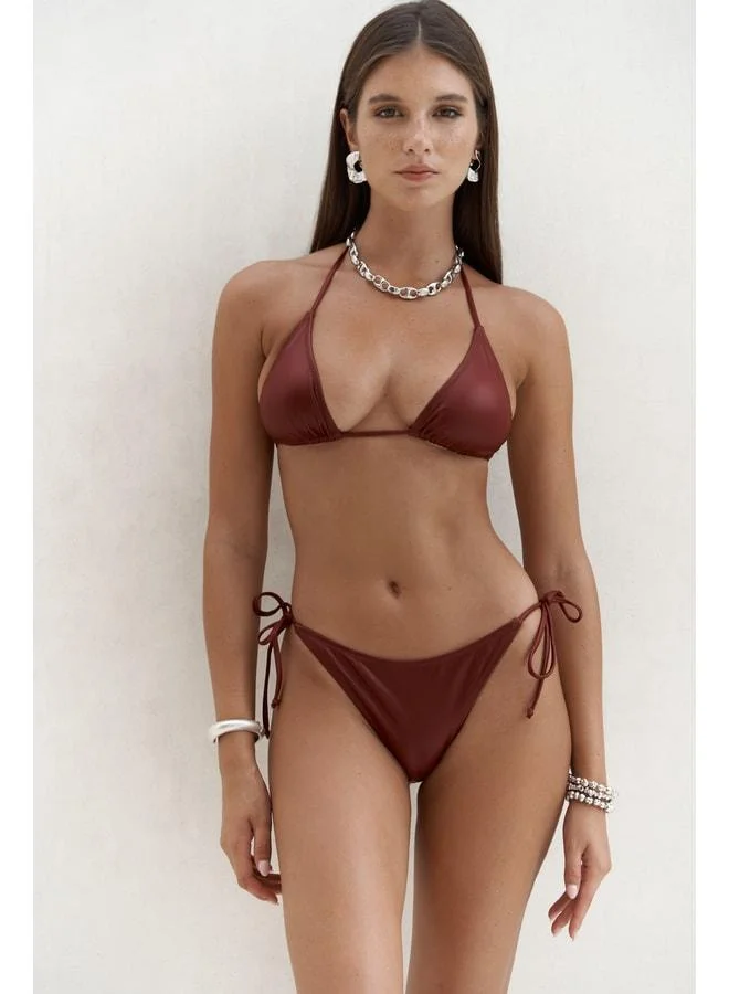 Bohemai  Mutia Laced Shiny Burgundy Bikini Top for Women | Best Price UAE