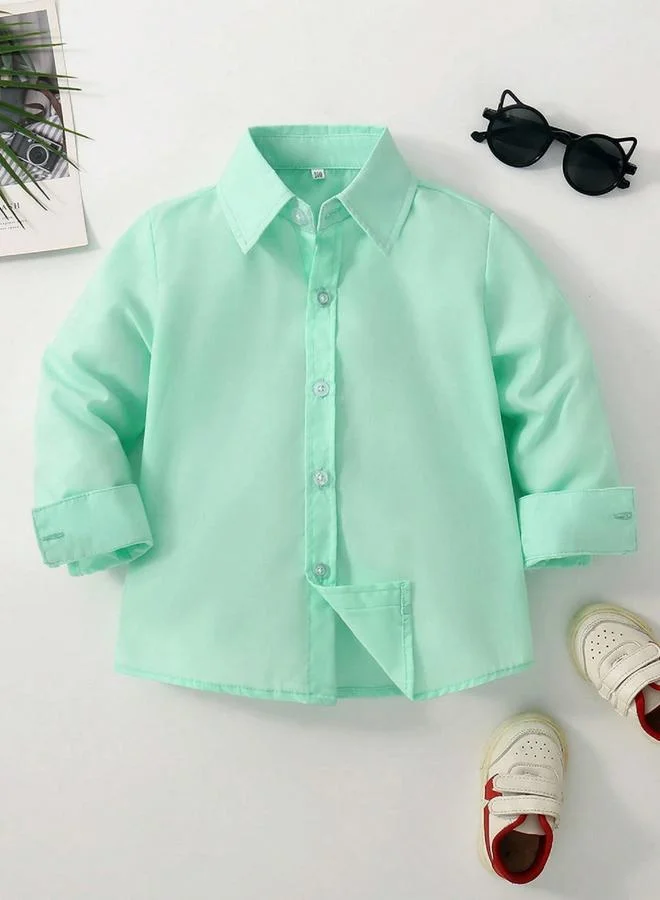 Take Two Take Two Boys Green Solid Button Front Shirt