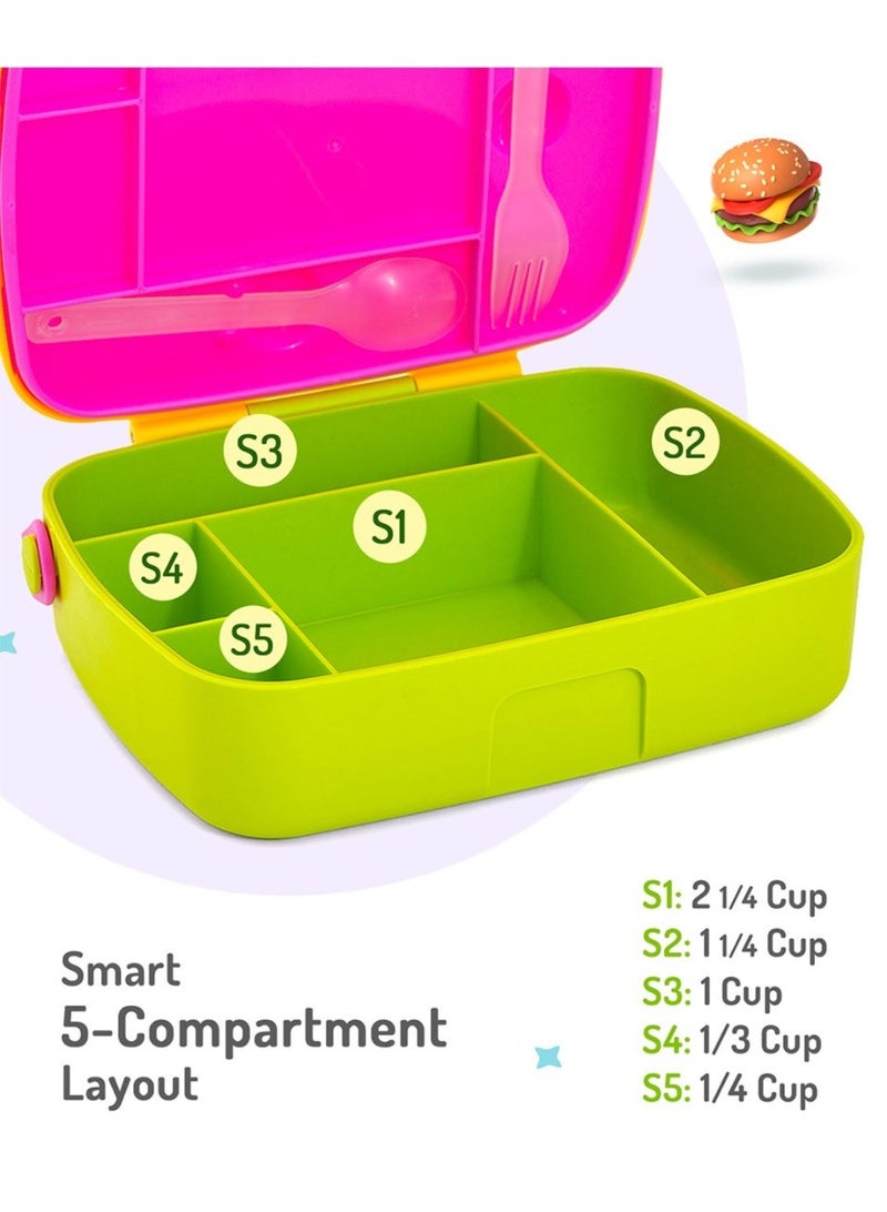 Bonfino Lunch Box with Bottle and Lunch Bag, Leak-Resistant, Multi-Material Build, Durable, 3 Years+, Yellow and Green - 3 Pieces - Image 2