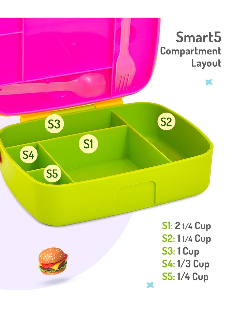 Bonfino Lunch Box with Bottle and Lunch Bag, Leak-Resistant, Multi-Material Build, Durable, 3 Years+, Yellow and Green - 3 Pieces - Image 4