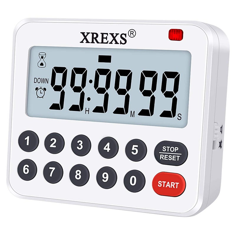 XREXS Digital Kitchen Timer Magnetic Countdown Up Cooking Timer Loud Alarm and Mute Optional, Magnet and Stand, Large Display Classroom Timer for Teachers (2 Batteries Included) Upgraded Version - Image 1