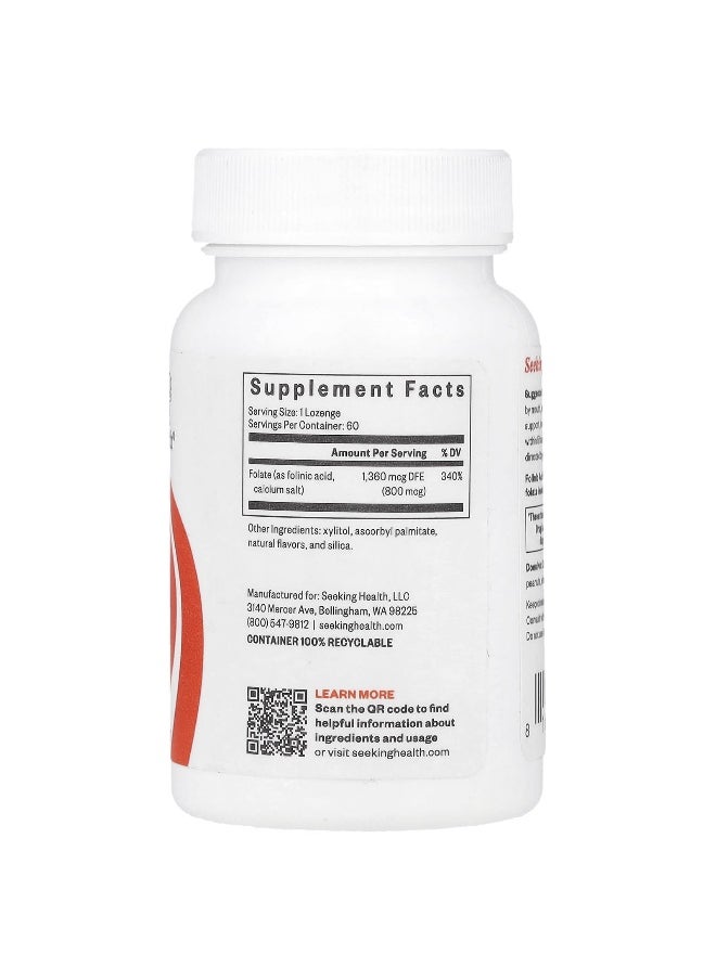 Seeking Health Seeking Health, Folinic Acid , 800 mcg, 60 Lozenges  - Image 2