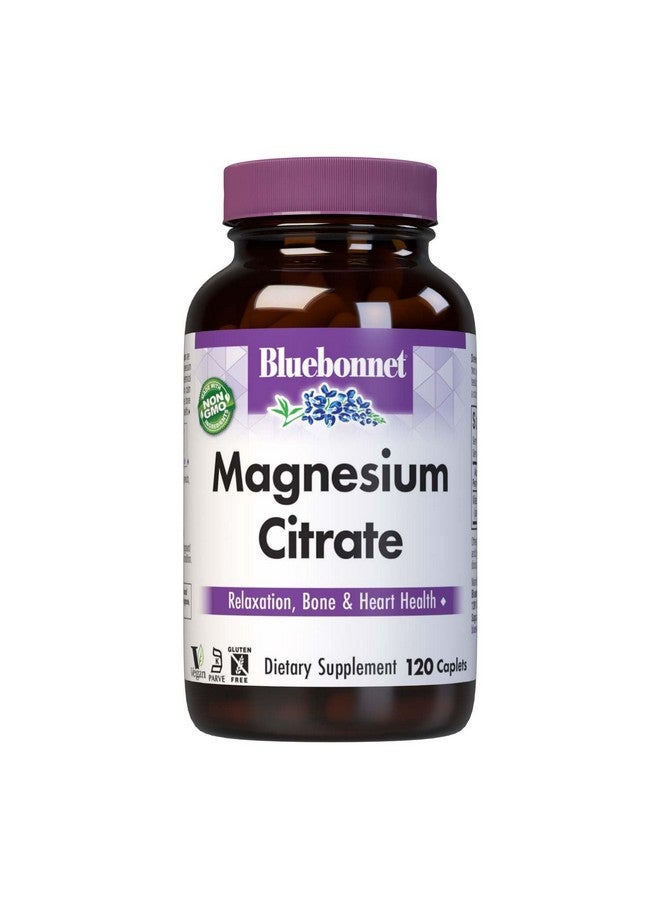 Bluebonnet Nutrition Magnesium Citrate, 400mg of Magnesium, Maximum Absorption, Supports Immune Health & Energy Production*, Soyfree, Gluten-Free, Non-GMO, Kosher, Dairy Free, Vegan, 120 Caplets - Image 1