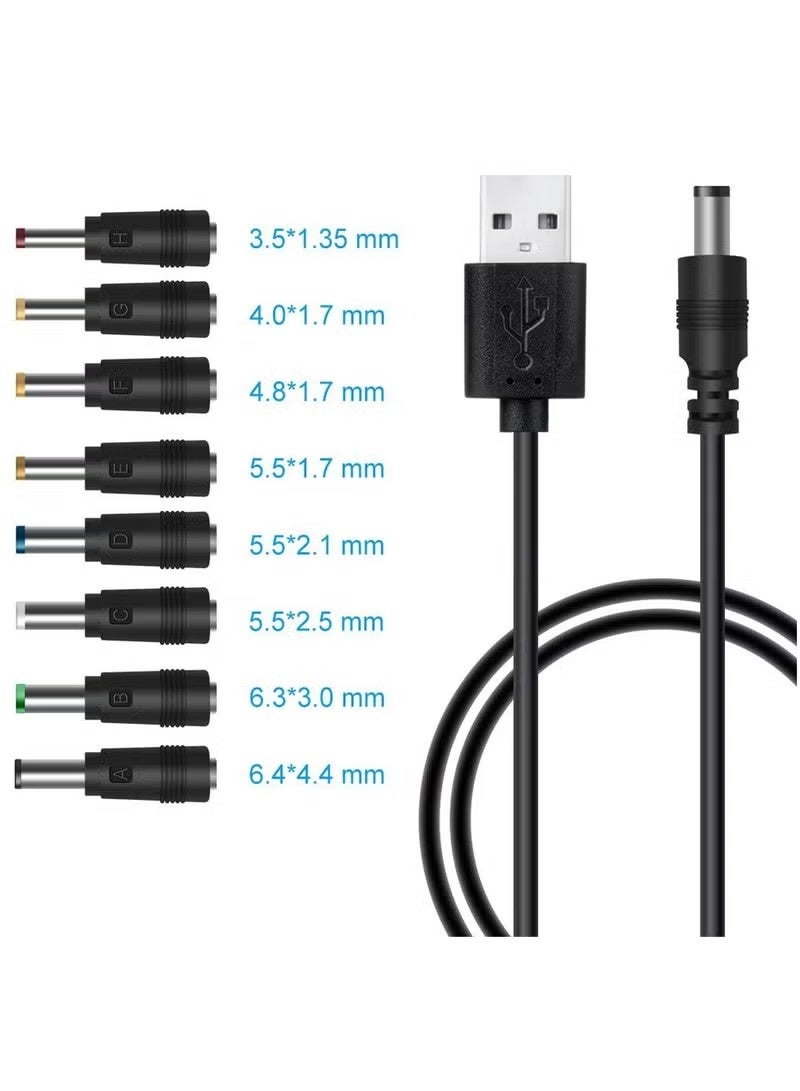فوجيشكا كابل طاقة USB إلى DC 5V 8 في 1 مع موصل 5.5*2.1 ملم لشحن الأجهزة مع 8 رؤوس موصل لمروحة، سماعة، راوتر، لمبة LED - Image 1