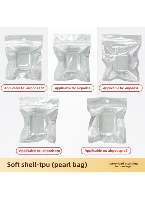 Tpu Transparent Earphone Set Material For Apple Bluetooth Headset Pro2 Generation Airpods Bluetooth Headset Protective Cover-Color:TPU Soft Shell + Pearlescent Bag-Applicable Model:Airpods (pro--without Hanging Ears) Third Generation