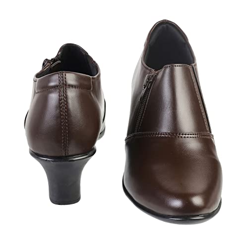 Mochi Women's Glossy Brown Faux Leather Formal Fashion Pumps UK/7 EU/40 (31-5144) - Image 5