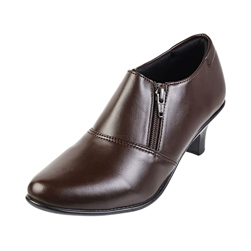 Mochi Women's Glossy Brown Faux Leather Formal Fashion Pumps UK/7 EU/40 (31-5144) - Image 1