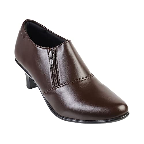 Mochi Women's Glossy Brown Faux Leather Formal Fashion Pumps UK/7 EU/40 (31-5144) - Image 2