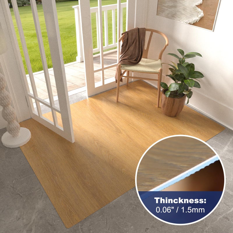 SALLOUS Area Mat for Living Room, 5' x 6'6" Plastic Floor Mat for Home, Waterproof Vinyl Area Rug for Dining Room, Kitchen, Bedroom, Non-Slip Hard Floor Protector for Home Office (Wood Grain) - Image 3