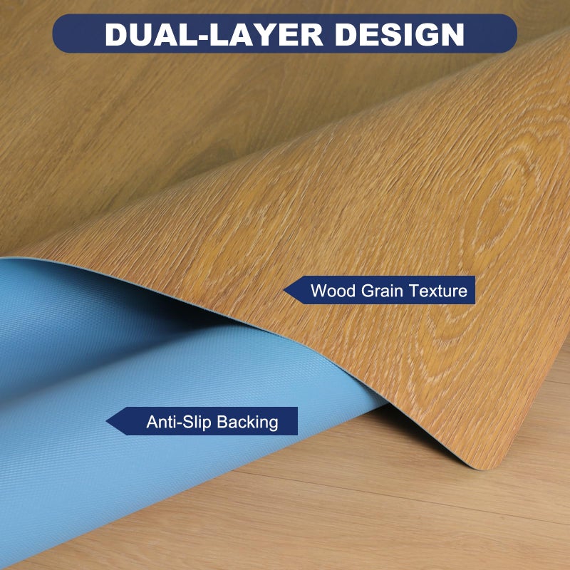 SALLOUS Area Mat for Living Room, 5' x 6'6" Plastic Floor Mat for Home, Waterproof Vinyl Area Rug for Dining Room, Kitchen, Bedroom, Non-Slip Hard Floor Protector for Home Office (Wood Grain) - Image 5