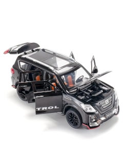 CHE ZHI 1:24 Diecast Model Alloy Nissan Patrol Metal Pull Back Car with Sound Light, 6 Openable Doors Toy Vehicles for Kids Gift (BLACK)  - Image 2