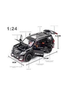 CHE ZHI 1:24 Diecast Model Alloy Nissan Patrol Metal Pull Back Car with Sound Light, 6 Openable Doors Toy Vehicles for Kids Gift (BLACK)  - Image 5