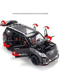 CHE ZHI 1:24 Diecast Model Alloy Nissan Patrol Metal Pull Back Car with Sound Light, 6 Openable Doors Toy Vehicles for Kids Gift (BLACK)  - Image 3