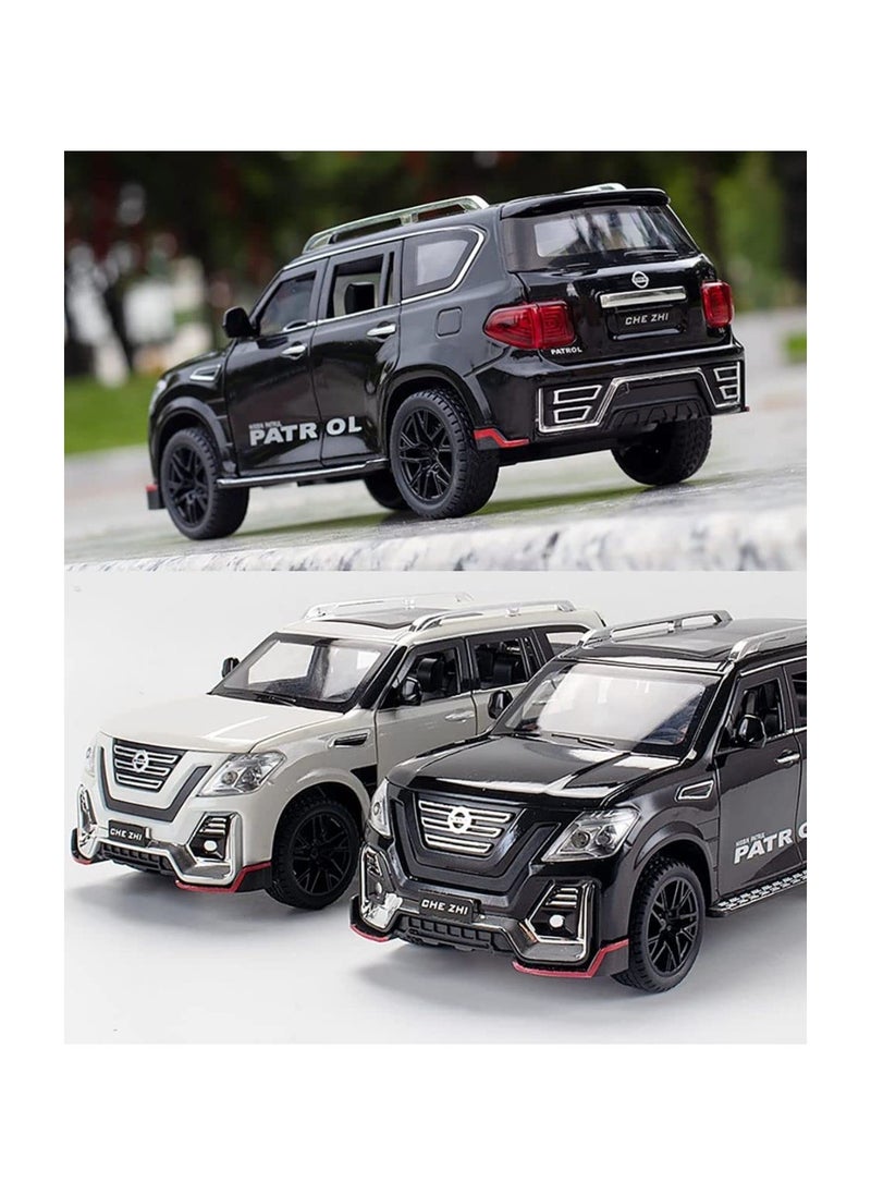 CHE ZHI 1:24 Diecast Model Alloy Nissan Patrol Metal Pull Back Car with Sound Light, 6 Openable Doors Toy Vehicles for Kids Gift (BLACK)  - Image 4