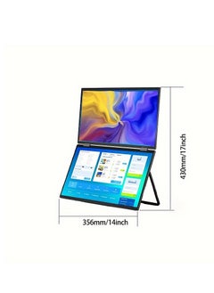 VICTGOAL 15.6" Dual Portable Monitor, 1080P,Stacked Folding Triple Monitor (Wins/ For Apple), 90°/180°/360° Automatic Rotation  - Image 2