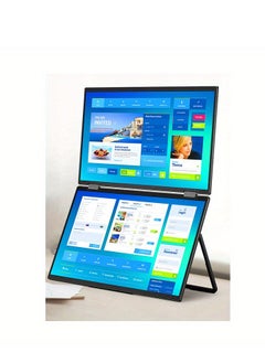 VICTGOAL 15.6" Dual Portable Monitor, 1080P,Stacked Folding Triple Monitor (Wins/ For Apple), 90°/180°/360° Automatic Rotation  - Image 3