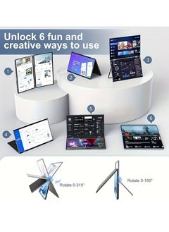 VICTGOAL 15.6" Dual Portable Monitor, 1080P,Stacked Folding Triple Monitor (Wins/ For Apple), 90°/180°/360° Automatic Rotation  - Image 5