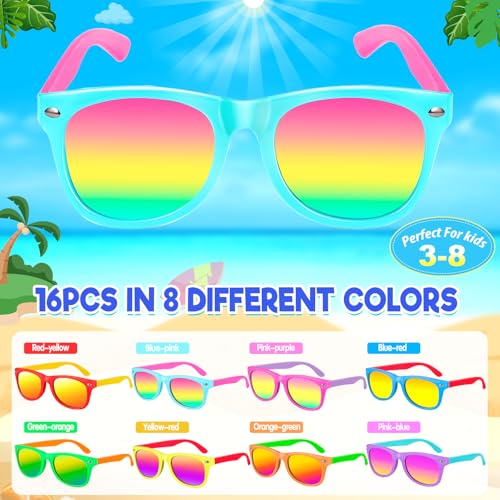 Metemot Kids Sunglasses Bulk Party Favors for Kids 48 35 16 Packs Boys Girls Sunglasses with UV 400 Protection Neon Toddler Sunglasses for Kids Birthday Pool Beach Party Favors - Image 5