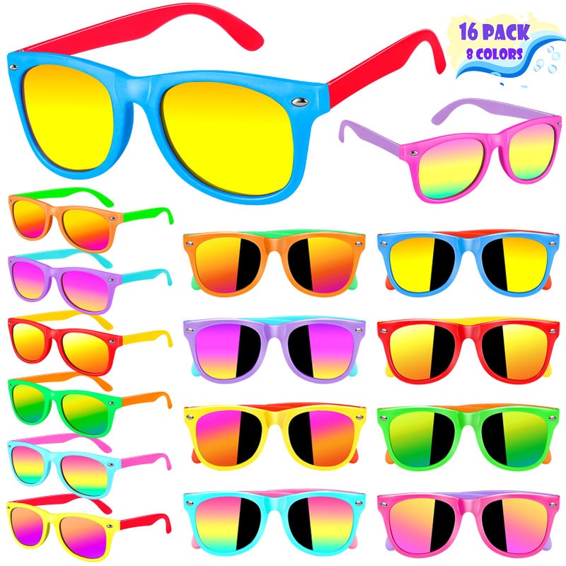 Metemot Kids Sunglasses Bulk Party Favors for Kids 48 35 16 Packs Boys Girls Sunglasses with UV 400 Protection Neon Toddler Sunglasses for Kids Birthday Pool Beach Party Favors - Image 3