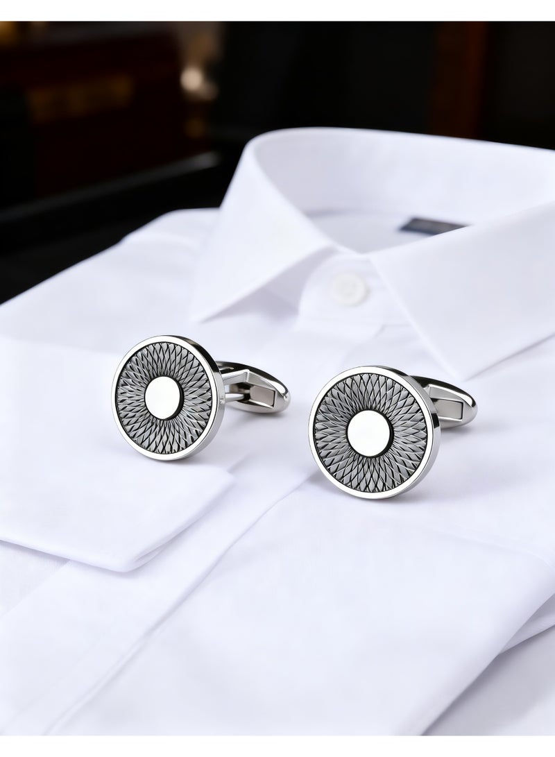 HomeNoor Classic Arc Spin Cufflinks, Elegant Formal French Cufflinks for Business, Wedding and Daily Wear, Stylish Shirt Cuff Links for Special Events, Perfect Gift Idea for Men & Women - Image 1