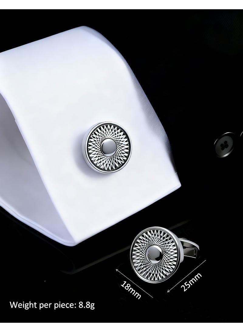 HomeNoor Classic Arc Spin Cufflinks, Elegant Formal French Cufflinks for Business, Wedding and Daily Wear, Stylish Shirt Cuff Links for Special Events, Perfect Gift Idea for Men & Women - Image 3
